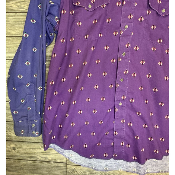 Wrangle X-long tails Size 17.5 - 35 Purple Shirt Button Down Long Sleeve VTG - Picture 3 of 8